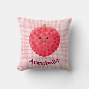 Coussin Illustration de litchee rose mignon