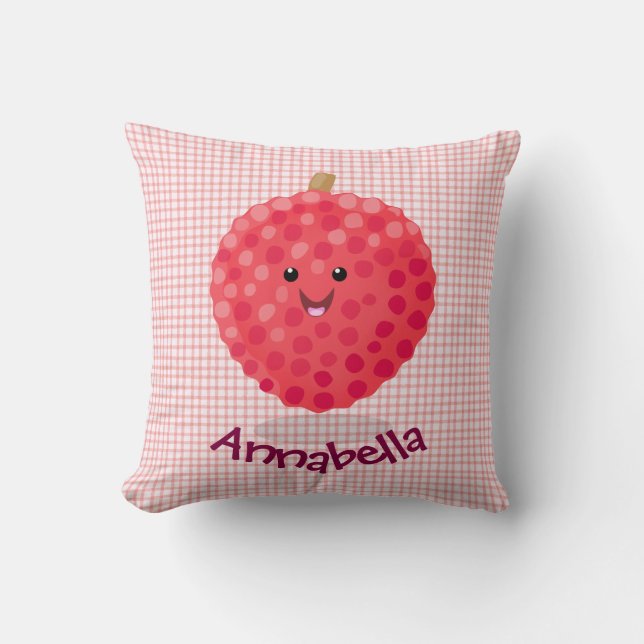 Coussin Illustration de litchee rose mignon (Recto)