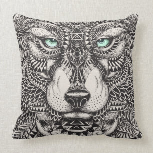 Coussin Illustration de l'ornat du loup teint vert