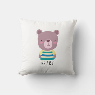 Coussin Illustration de l'ours mignon - personnalisable