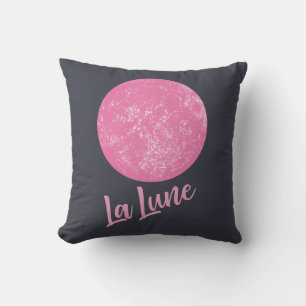 Coussin Illustration de lune rose mignonne Français La Lun
