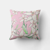 Coussin Illustration de lys blancs sur fond rose   (Verso)