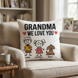Coussin Illustration de Mamie On T'aime Les Enfants Amour 