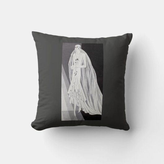 Coussin Illustration de mariée Flapper Art Déco élégante (Recto)