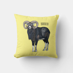 Coussin Illustration de mouflon, mouton