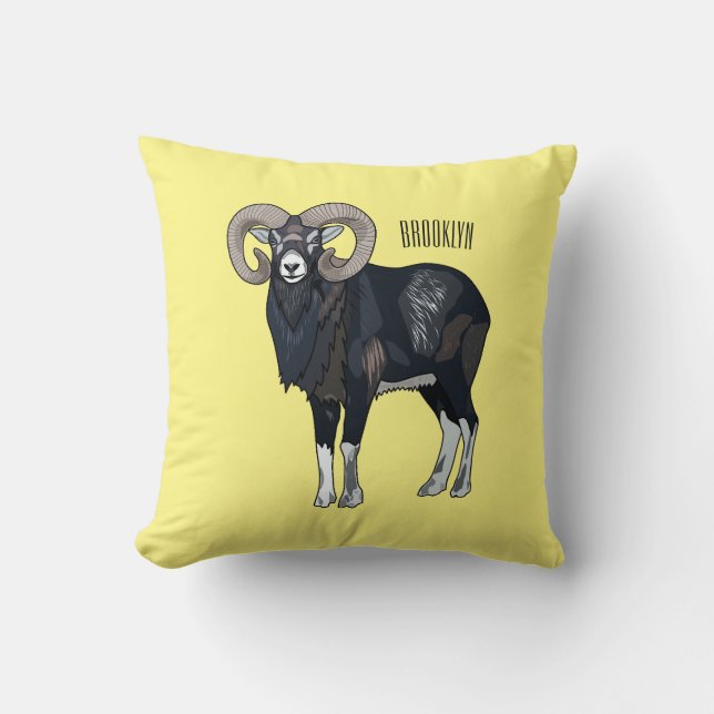 Coussin Illustration de mouflon, mouton (Recto)
