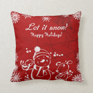 Coussin Illustration de Noël blanc