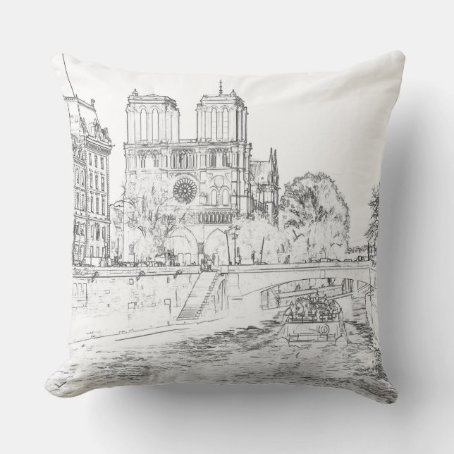Coussin Illustration de Notre Dame de Paris (Recto)