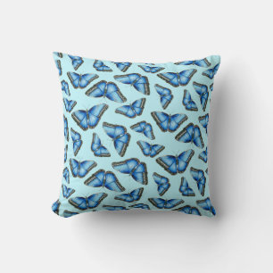 Coussin Illustration de papillon bleu morpho Motif jeté