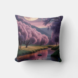 Coussin Illustration de paysage de rêve lunaire fantastiqu