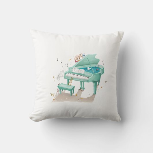 Coussin Illustration de piano vert (Recto)