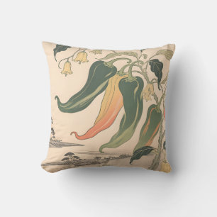 Coussin Illustration de poivre chili vintage