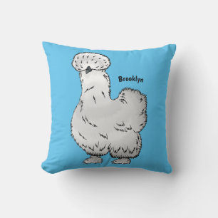 Coussin Illustration de poulet Silkie de dessin animé