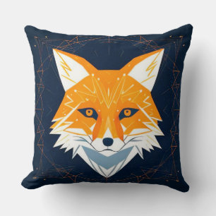 Coussin Illustration de renard polygonal avec ornement cél