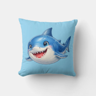 Coussin Illustration de requin mignon aux grands yeux Anim