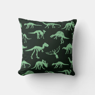 Coussin Illustration de silhouette Vintage des os de dinos