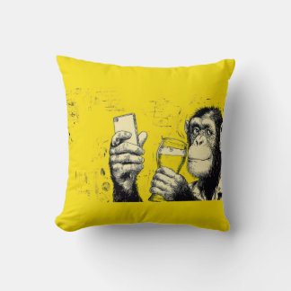Coussin Illustration de singe drôle prenant un selfie – Ch
