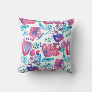 Coussin illustration de style boho floral rustique dessiné