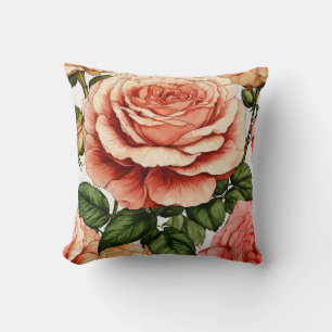 Coussin Illustration de style vintage Rose & Bud