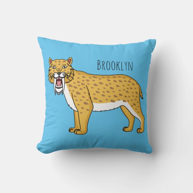Coussin Illustration de tigre à dents de sabre (Recto)