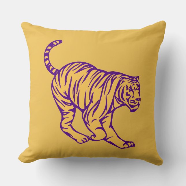 Coussin Illustration de tigre de chat sauvage de bandes vi (Recto)
