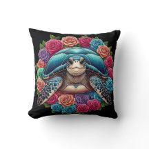 Illustration de tortue colorée entourée de Roses