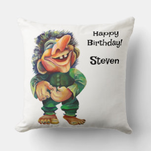 Coussin Illustration de troll drôle scandinave aquarelle