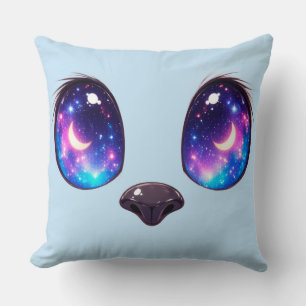 Coussin Illustration de visage de chat kawaii aux yeux arc