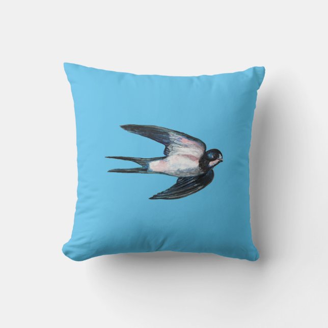 Coussin Illustration de vol d'hirondelle de grange (Recto)