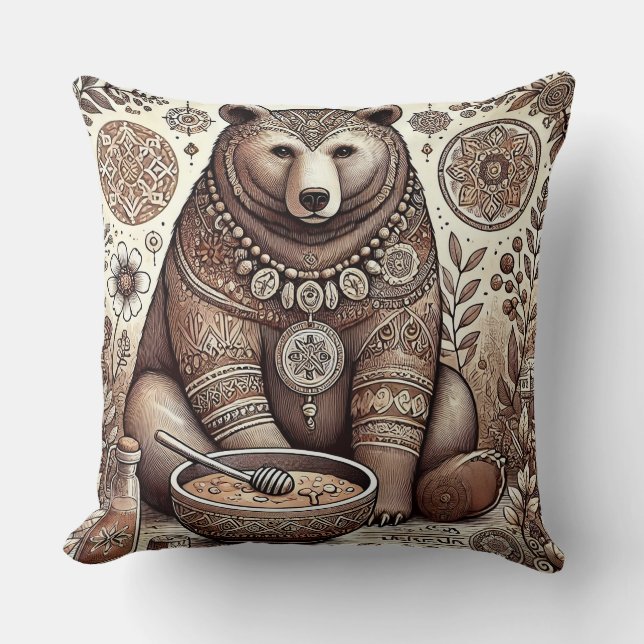Coussin Illustration décorative de l'ours (Recto)