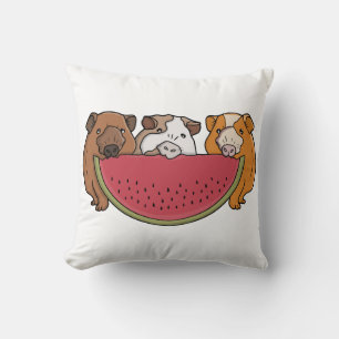 Coussin Illustration des Cochons de Guinée et de la pastèq