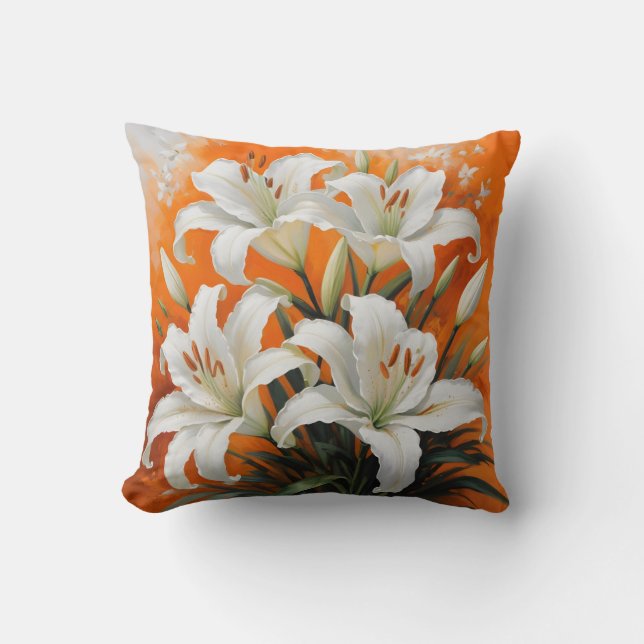 Coussin Illustration des lis blancs (Recto)