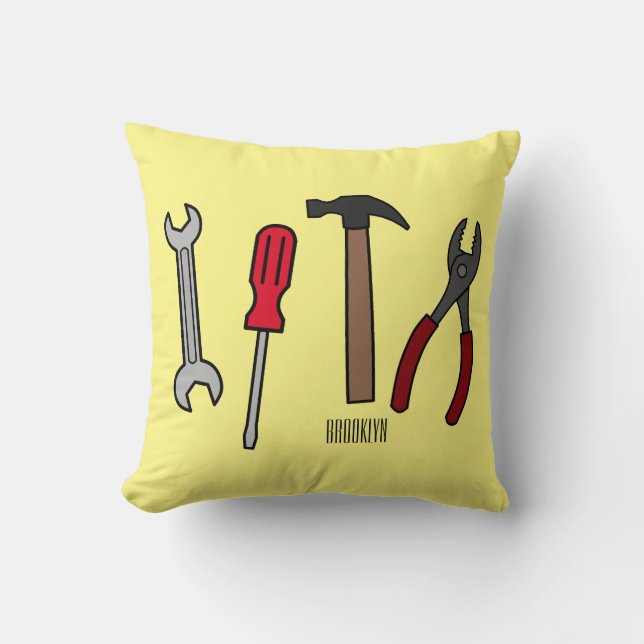Coussin Illustration des outils de menuiserie (Recto)