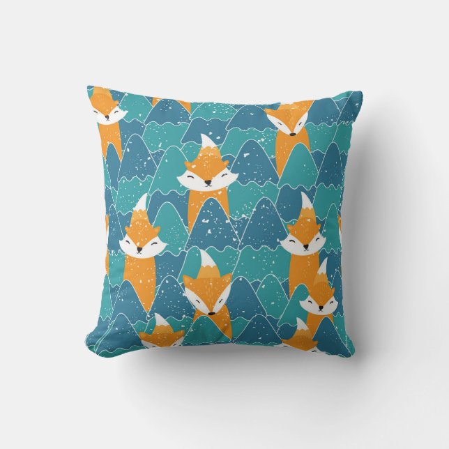 Coussin Illustration des renards Vintages mignons (Recto)