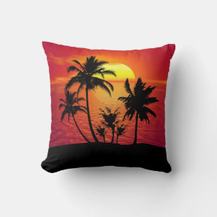 Coussin Illustration des silhouettes des palmiers couchés 