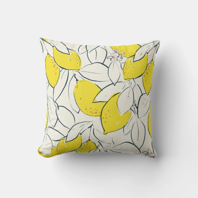 Coussin Illustration dessinée à la main d'agrumes de citro (Recto)