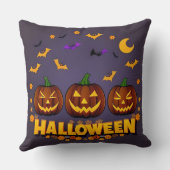 Coussin Illustration d'Halloween avec des citrouilles Jack (Verso)