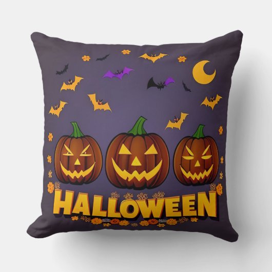 Coussin Illustration d'Halloween avec des citrouilles Jack (Recto)