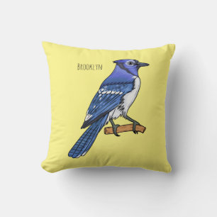 Coussin Illustration d'oiseau de jay bleu