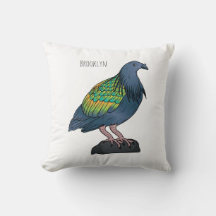 Coussin Illustration d'oiseau de pigeon de Nicobar
