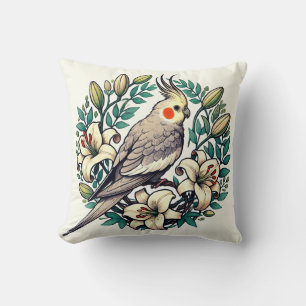Coussin Illustration d'oiseaux de Cockatiel