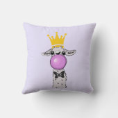 Coussin Illustration drôle de lama soufflant une bulle ros (Verso)