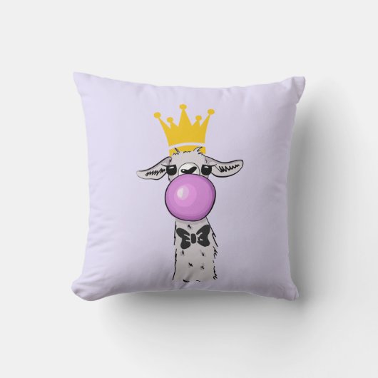 Coussin Illustration drôle de lama soufflant une bulle ros (Recto)