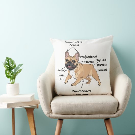 Coussin Illustration drôle de l'anatomie d'un Bouledogue F (Chaise)