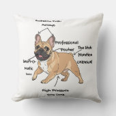 Coussin Illustration drôle de l'anatomie d'un Bouledogue F (Recto)