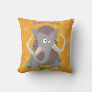 Coussin Illustration drôle de mammouth laineux