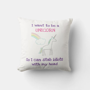 Coussin Illustration drôle Unicorne avec dire