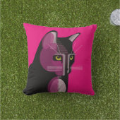 Coussin Illustration du chat géométrique (Herbe)