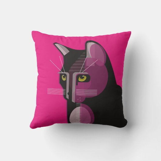 Coussin Illustration du chat géométrique (Verso)