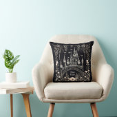 Coussin Illustration du château de Fairytale noir et blanc (Chaise)